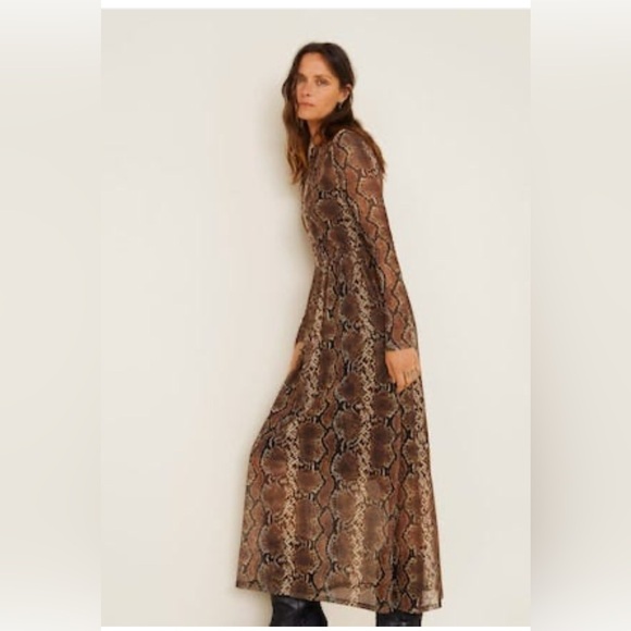 Elegant Brown Snake Print Maxi Dress - Picture 2 of 9